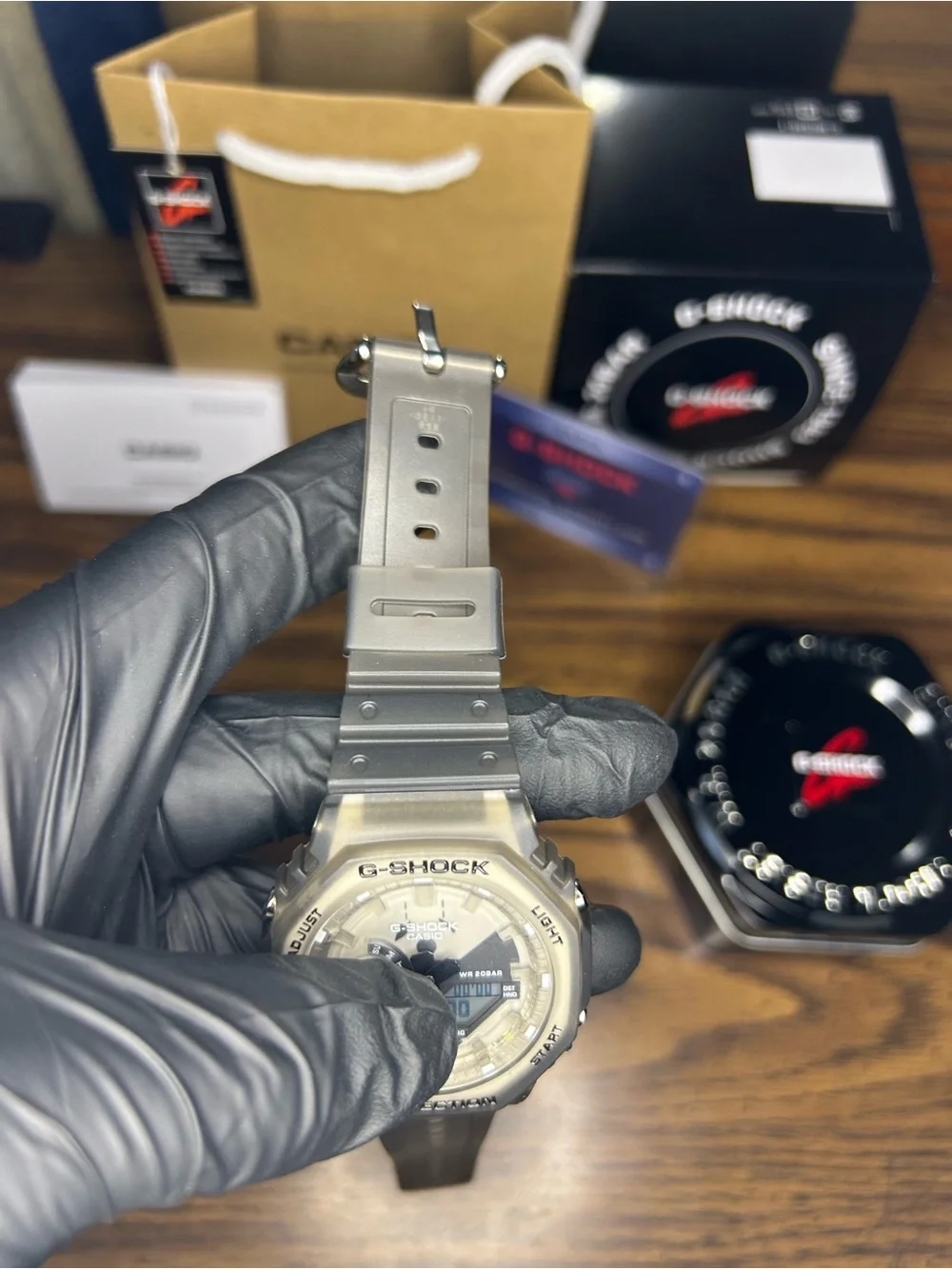 Casio G-Shock Semi-Transparent Beige/Grey Analog-Digital Watch
